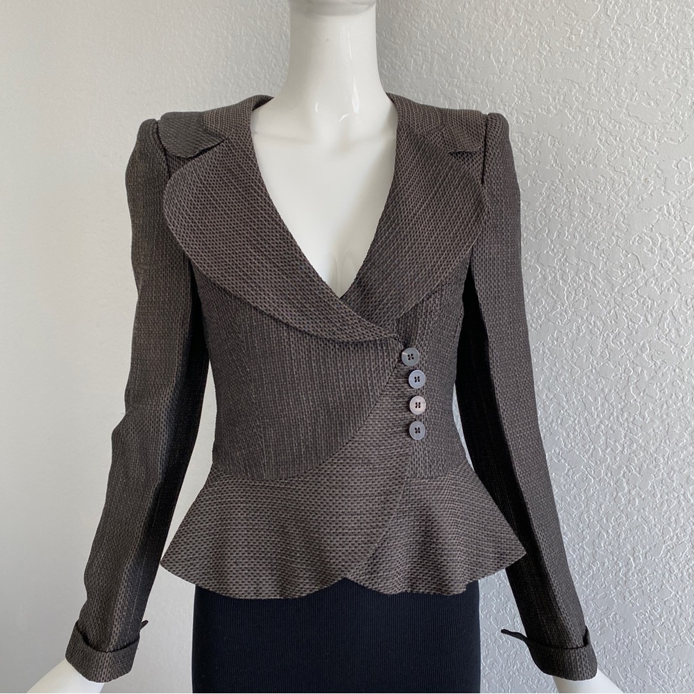 Armani collection asymmetrical brown blazer - Picture 4 of 11